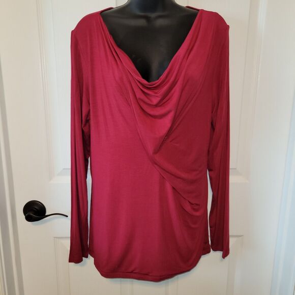 Pendleton Top Woman Large Red Cowl Neck Drape Minimalist Base Balletcore - Picture 1 of 10